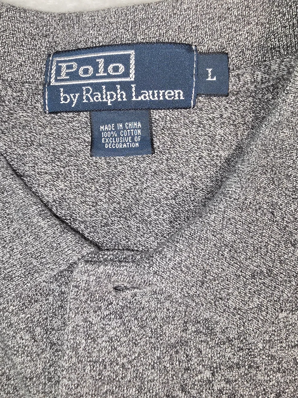 Polo Ralph Lauren Mens Gray Polo Long Sleeve Gray Heather Retro  Size L